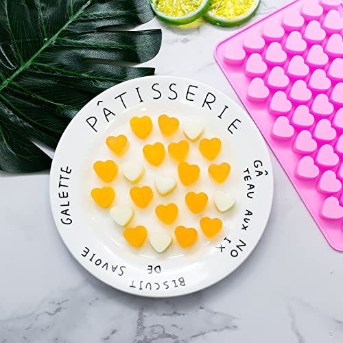 Gummy Bear Candy Molds Silicone, Gummy Molds with 2 Droppers, Non-stick Silicone Candy Molds Including Mini Dinosaur, Bear Shape, Hearts and Mini Donut, Set of 4