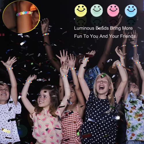 612Pcs Candy Color Acrylic UV Beads Glow in The Dark Beads Happy Face Bead Heart Beads Star Beads Color Changing Sun UV Reactive Plastic Solar Hair Beads Bulk for Bracelet Necklace Jewelry Making