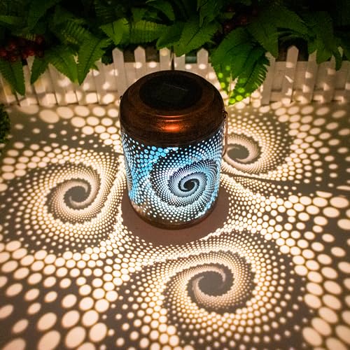 Mosaic Solar Lanterns Outdoor Bohemian Solar Lantern Outdoor Waterproof Blue Mosaic Table Light Turkish Moroccan Lamp Mosaic Decorations Yard Patio Table Decor for Garden