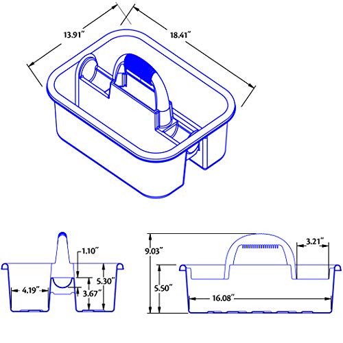 Akro-Mils 09185 Plastic Tote Tool & Supply Cleaning Caddy with Handle, (18-3/8-Inch x 13-7/8-Inch x 9-Inch), Blue (09185BLUE)