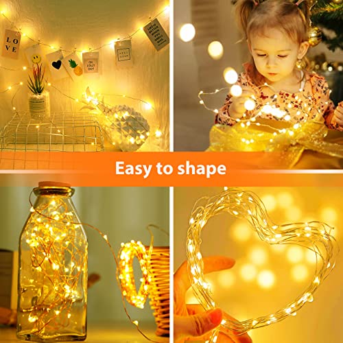 litogo 24 Pack Fairy Lights Battery Operated, 7ft 20 LED Fairy Lights Waterproof Silver Wire Twinkle Lights, Mini Fairy Lights for Mason Jars for DIY Wedding Party Christmas Bedroom, Warm White