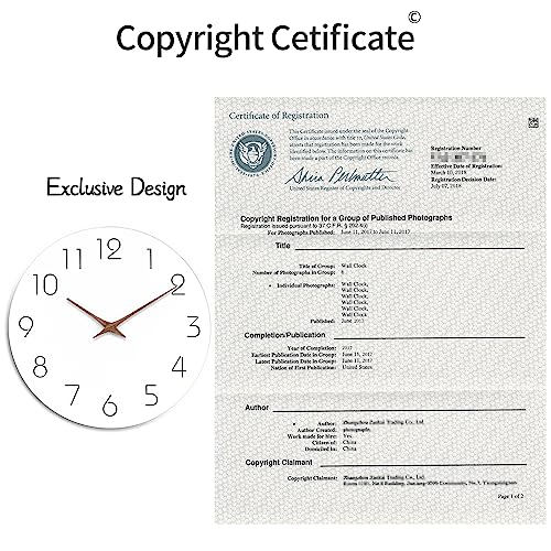 Mosewa Wall Clock 10 Inch Silent Non Ticking Wood Wall Clocks Battery Operated - Wooden White Modern Office Simple Minimalist Clock Decorative for Kitchen,Home,Bathroom,Living Room(10" White)