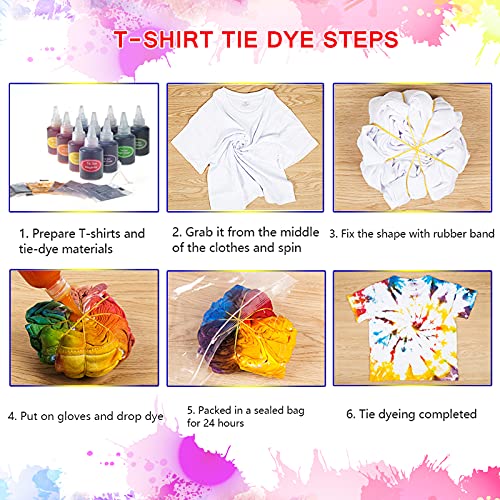 Tie Dye Powder, 12 Colors Dye Packets, Color Powder Packets Bright Fabric Dye, Tie Dye Party Supplies Suitable for Children and Adults（12Pack,10G Per Pack）…