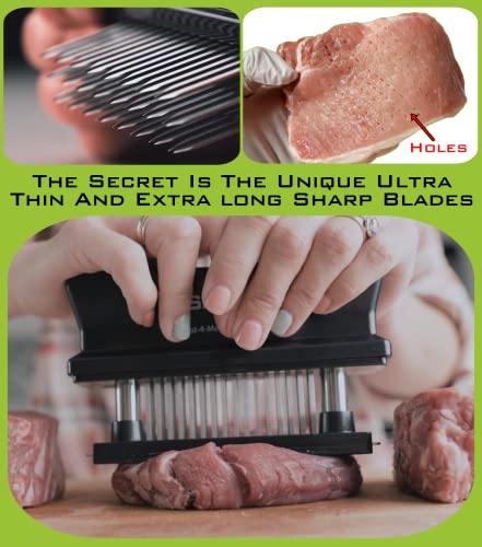XSpecial Meat Tenderizer Tool 48-Blades Stainless Steel - Ease to Use & Clean - Kitchen Gadgets Tools with Sharp Needle Makes The Toughest Steak Tender