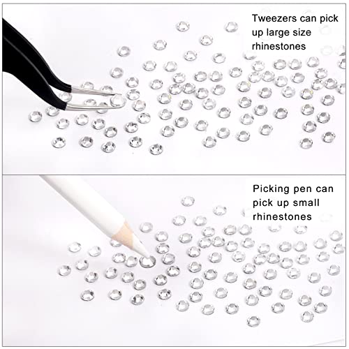 Nibiru 6616pcs Hotfix Rhinestones 5 Mixed Sizes FlatBack Crystal Rhinestones for Crafts Round Glass Gems with Tweezers and Picking Rhinestones Pen(Clear)