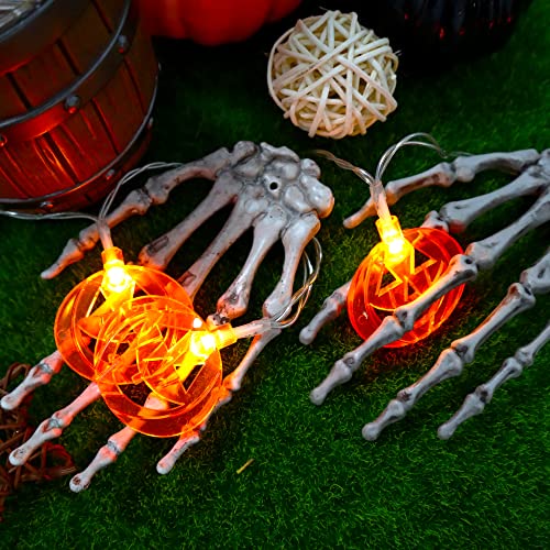 Halloween Pumpkin String Lights Battery Operated 10Ft 20 LED Orange Pumpkins Fairy Light 2 Modes Indoor Outdoor Twinkle Spooky Decorations for Halloween Thanksgiving Fall Bedroom Fireplace Party Patio