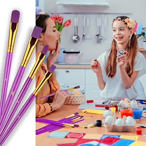 Paint Brushes Set, 2Pack 20 Pcs Paint Brushes for Acrylic Painting, Oil Watercolor Acrylic Paint Brush, Artist Paintbrushes for Body Face Rock Canvas, Kids Adult Drawing Arts Crafts Supplies, Purple