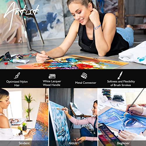 Paint Brushes Set, 60 Pcs Paint Brushes for Acrylic Painting, Oil Watercolor Acrylic Paint Brush, Artist Paintbrushes for Body Face Rock Canvas, Kids Adult Drawing Arts Crafts Supplies, Black