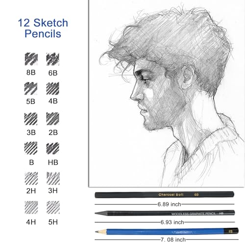 LUCYCAZ Drawing Sketch Set with Sketching, Graphite and Charcoal Pencils, Art Kit and Supplies for Kids, Teens and Adults