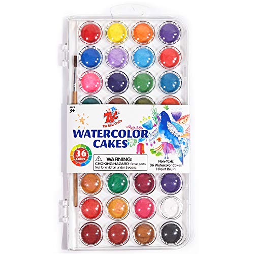 TBC The Best Crafts Watercolor Paint Set 36 Vibrant Water Color With 3 Individual Paint Pallet Non Toxic Washable Kids Paint Portable Painting Supplies for Beginners Artists