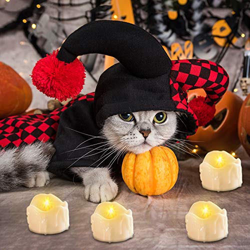 PChero Halloween Tea Lights with Timer, 12 Packs Flickering Flameless LED Tealights Battery Operated Votive Candles for Pumpkin Decor Indoor Home Party Halloween Decorations