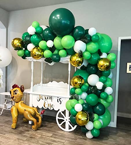 Green Balloons Garland Arch Kit 125pcs Different Sizes 18 12 10 5 Inch Emerald Dark Green and Green Confetti Latex Balloons for Anniversary Birthday Party Graduation Jungle Theme Christmas Decorations