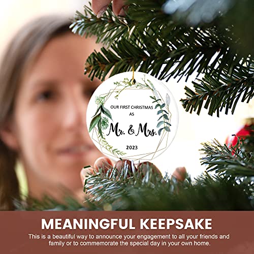 First Christmas Married Ornament 2023, Wedding Gifts for Couple, Our First Christmas as Mr Mrs Gifts, Bridal Shower Gift, Just Married Ornaments, 1st Year Wedding Ornament for Newlywed