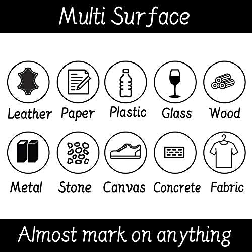 Silver Paint Markers Pens - Single color 6 Pack Permanent Oil Based Metallic Paint Pen, Medium Tip, Quick Dry and Waterproof Marker for Rock, Wood, Fabric, Plastic, Canvas, Glass, Mugs, Canvas