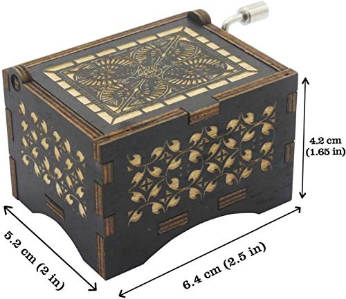 Can't Help Falling in Love Wood Music Box, Antique Engraved Musical Boxes Case for Love One Wooden Music Box - Gifts for Lover, Boyfriend, Girlfriend, Husband, Wife (BLACK)