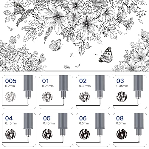 Hethrone Micro-Pens 8 Size Drawing Ink Pens for Artists Sketching Writing