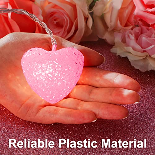 Mudder 16 Feet/ 5 m 20 LED Heart String Lights Valentine's Day Heart Plastic Light Set Battery Operated Fairy String Lights for Valentines, Wedding, Christmas, Birthday Party Decor (Pink)