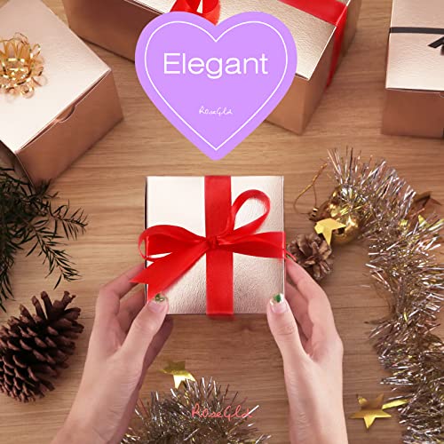 ROSEGLD 50 4x4x4 Inches, Gift Boxes with Lids, Gift Boxes Bulk, Candles Boxes for All Occasions (Glossy Rose Gold with Grass Texture)