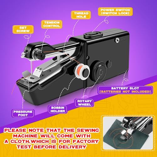 User-Friendly Cordless Handheld Sewing Machine for Beginners, Mini Sewing Machine with Accessories Kit, Portable Sewing Machine for A Variety of Fabrics, Clothes Repair Easy A Must-Have for Home DIY