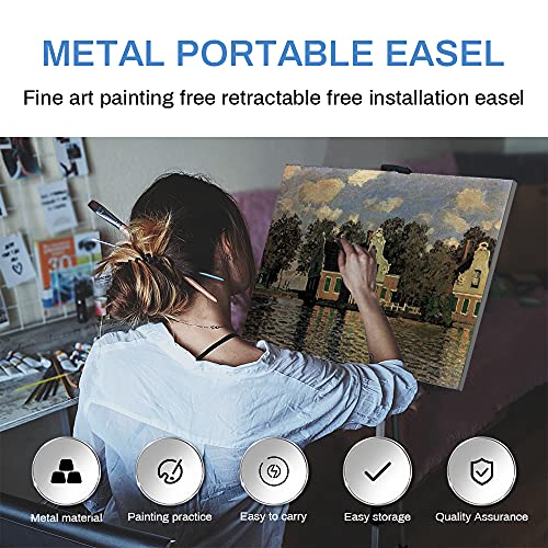 Artist Easel Stand, RRFTOK Metal Tripod Adjustable Easel for Painting Canvases Height from 17 to 66 Inch,Carry Bag for Table-Top/Floor Drawing and Didplaying