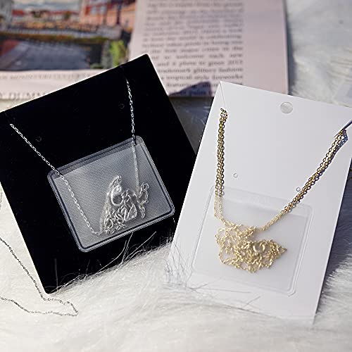 Temlum Necklace Chain Adhesive Pouch for Necklace Display Cards, Self-Adhesive Necklace Chain Pockets Clear Jewelry Bags Necklace Chain Pouch to Hold Loose Chain Jewelry Supplies (100 pcs)
