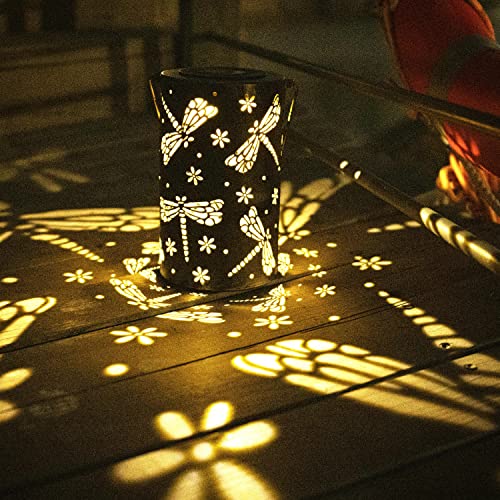 BVGY Solar Lantern Outdoor Garden Decor Hanging Solar Lantern Lights,Metal Dragonfly Decor Outdoor Lantern,Waterproof Led Garden Lantern for Patio, Yard, Table, Pathway(Dragonfly)