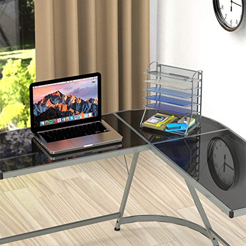 SimpleHouseware 6 Trays Desktop Document Letter Tray Organizer, Silver