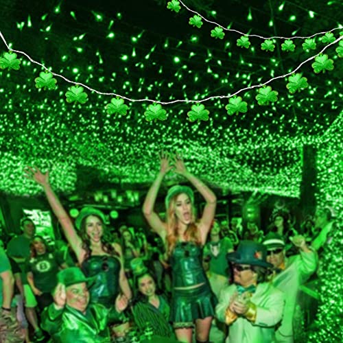 Pallerina Outdoor St. Patrick's Day String Lights, 8.5Ft St. Patrick Decoration Lights with 10 Clover Lights, Plug in Shamrocks Lights Indoor for Garden Bedroom Birthday, Green Clover Decor