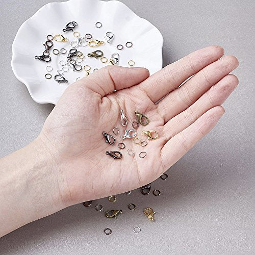 Pandahall 6 Colors Jewelry Finding Kits with 5mm Open Jump Rings & 12x6mm Lobster Claw Clasp for DIY Bracelet Necklace Jewelry Making