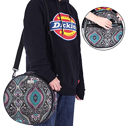 LoDrid Embroidery Bag, Double-Layer Round Embroidery Project Storage Bag for Storing Embroidery Kits and Cross Stitch Kits, with Handle and Shoulder Strap, Totem, Bag Only