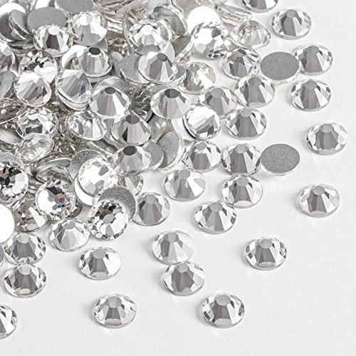 beadsland Flat Back Crystal Rhinestones Round Gems for Nail Art and Craft Glue Fix, Crystal (4.6-4.8mm) SS20/1440pcs