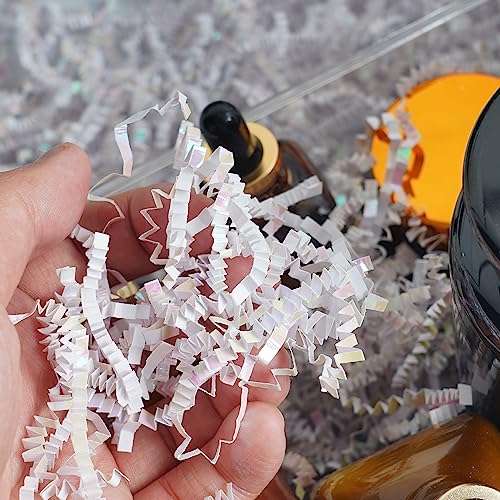 Uptotop 4oz Supply Crinkle Cut Paper Shred Filler for Gift Wrapping Basket Filling Birthday Wedding Christmas Thanksgiving Mother's Day (Diamond White)