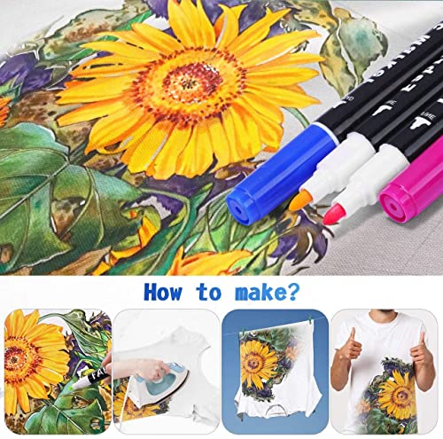 Fabric Markers Pen, Emooqi 24 Colors Fabric Paint Art Marker Set Double-Ended Fabric Markers with Chisel Point and Fine Point Tips, Child Safe & Non-Toxic