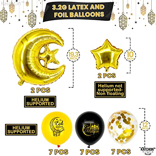 KatchOn, Ramadan Mubarak Balloons Set - Pack of 40 | Ramadan Balloon Decoration | Moon and Star Ramadan Decorations Balloon | Ramadan Mubarak Decorations | Eid Decorations for Home, Ramadan Balloons