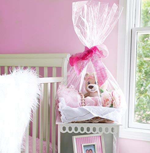 Purple Q Crafts Clear Basket Bags, 5 Pack Large Clear Cellophane Wrap for Baskets & Gifts 30"x 40" 1.5 Mil Thick (5)