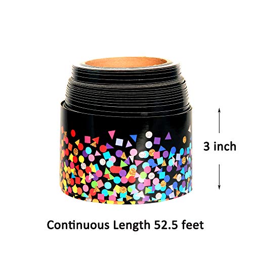 Youngever 52.5 ft Bulletin Board Borders Confetti Border for Classroom Decoration, Confetti on Black