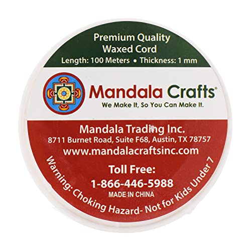 Mandala Crafts Cream 1mm Waxed Cord for Jewelry Making - 109 Yds Cream Waxed Cotton Cord for Jewelry String Bracelet Cord Wax Cord Necklace String