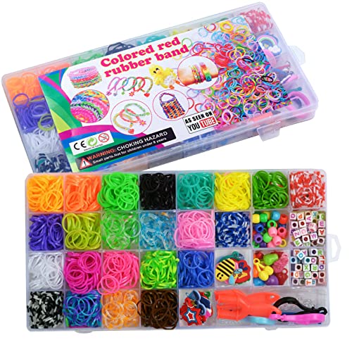 xtieksh Rubber Band Bracelet Kit, Loom Bracelet Making Kit, Rubber Bands Refill Loom Set, Rubber Bands for Bracelets Making Kit, Loom Bands Kit for Kids Weaving DIY Crafting Gift