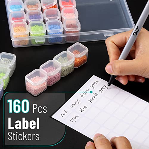 Mr. Pen-28 Grids, 2 Pack, Bead Storage Containers with 160pcs Label Stickers, Diamond Art, Bead Box, Diamond Painting Organizer