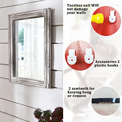 AAZZKANG Wood Mirror with Frame Rustic Wall Mirror Rectangle Decorative Farmhouse Bedroom Bathroom Hanging Mirror Home Wall Decor