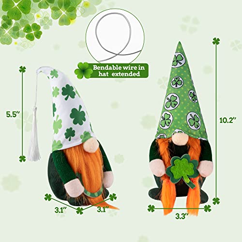 TSGEEG St. Patrick's Day Gnomes Decorations- 2 PCS Irish Leprechaun Plush Dolls Handmade Swedish Tomte for Home Table Ornament