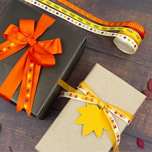VATIN Fall Ribbon 3/8 Inch 20 Rolls X 330Fts(110Yards) Autumn Harvest Festival Ribbons Printed Grosgrain Ribbons Polyester Satin Ribbon Sheer Organze Ribbon for Gift Wrapping DIY Crafts Fall Decor