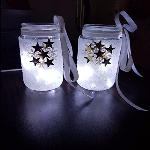BXROIU 2 x20LEDs Fairy Lights Battery Operated, Silver Wire 2 Mode Chains String Lights for Bedroom Christmas Party Decoration (Cool White, 6.6)