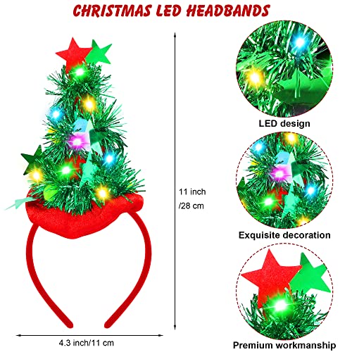 Fovths 2 Pack Christmas LED Headbands Xmas Headbands Light Up Costume Headwear Accessories Glowing Hair Hoop for Christmas