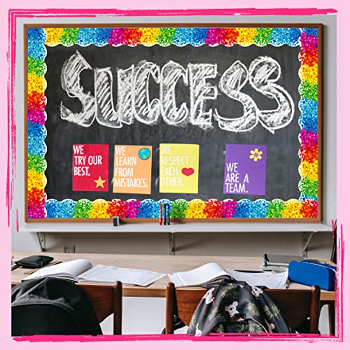 60 Feet Bulletin Board Borders, Confetti Scalloped Rolled Border Trim for School, Classroom & Offices
