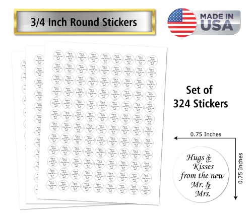 324 Hugs and Kisses from The New Mr. & Mrs. Kiss Wedding Stickers, Chocolate Drops Labels Stickers for Weddings, Bridal Shower Engagement Party Decorations, Kisses Favors Decor. Made in USA