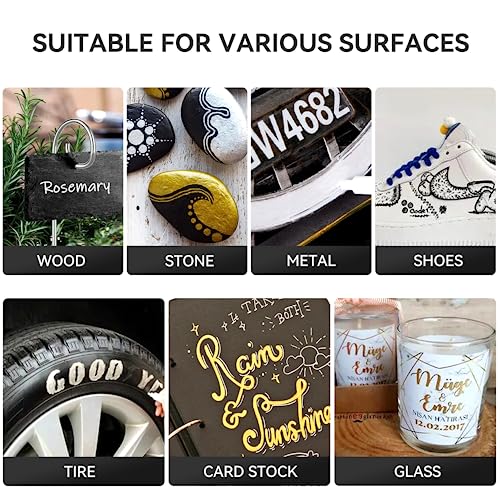 Paint Pens Paint Markers, 14 Pack Permanent Oil Based Markers, Medium Tip, 5 Colors, Never Fade Quick Drying and Waterproof Marker Pen Set for Metal, Wood, Fabric, Tire, Stone, Mugs, Glass, DIY Craft