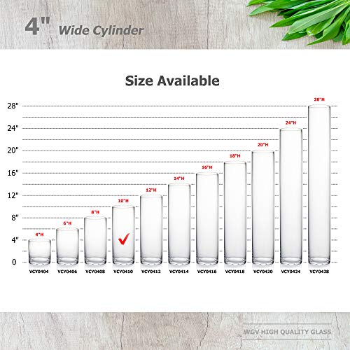 WGVI Cylinder Vase, 4" W x 10" H, Floral Container, Flower Vases, Glass Candle Holder Centerpiece Planter Terrarium for Wedding Party, Home Accent Decor, Clear, 1 Piece