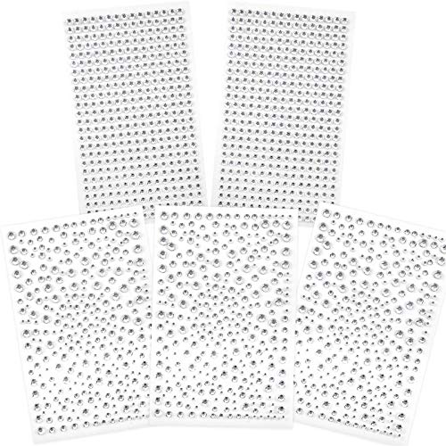 OUTUXED 1725pcs Rhinestones Stickers Self Adhesive Face Gems Jewels Stickers, Stick on Rhinestones for Hair, Makeup, Craft, Nail, Clothes, Shoes, Assorted Size