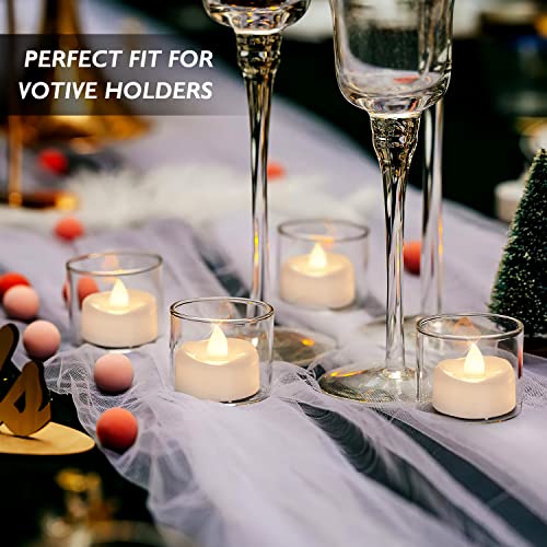LED Candles, Tea Lights Candles Battery Operated Bulk, 24-Pack Long-Lasting 150 Hours Flameless Tealight Candles, Realistic Tea Lights for Halloween Christmas Wedding Table Decor, 1.5'' D X 1.25'' H